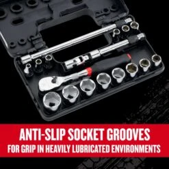 Craftsman V-Series 3/8 In. Drive SAE 6 Point Socket And Tool Set 18 Pc -Crescentent Store 052f1254 271c 49db a475 d94e29449c2a