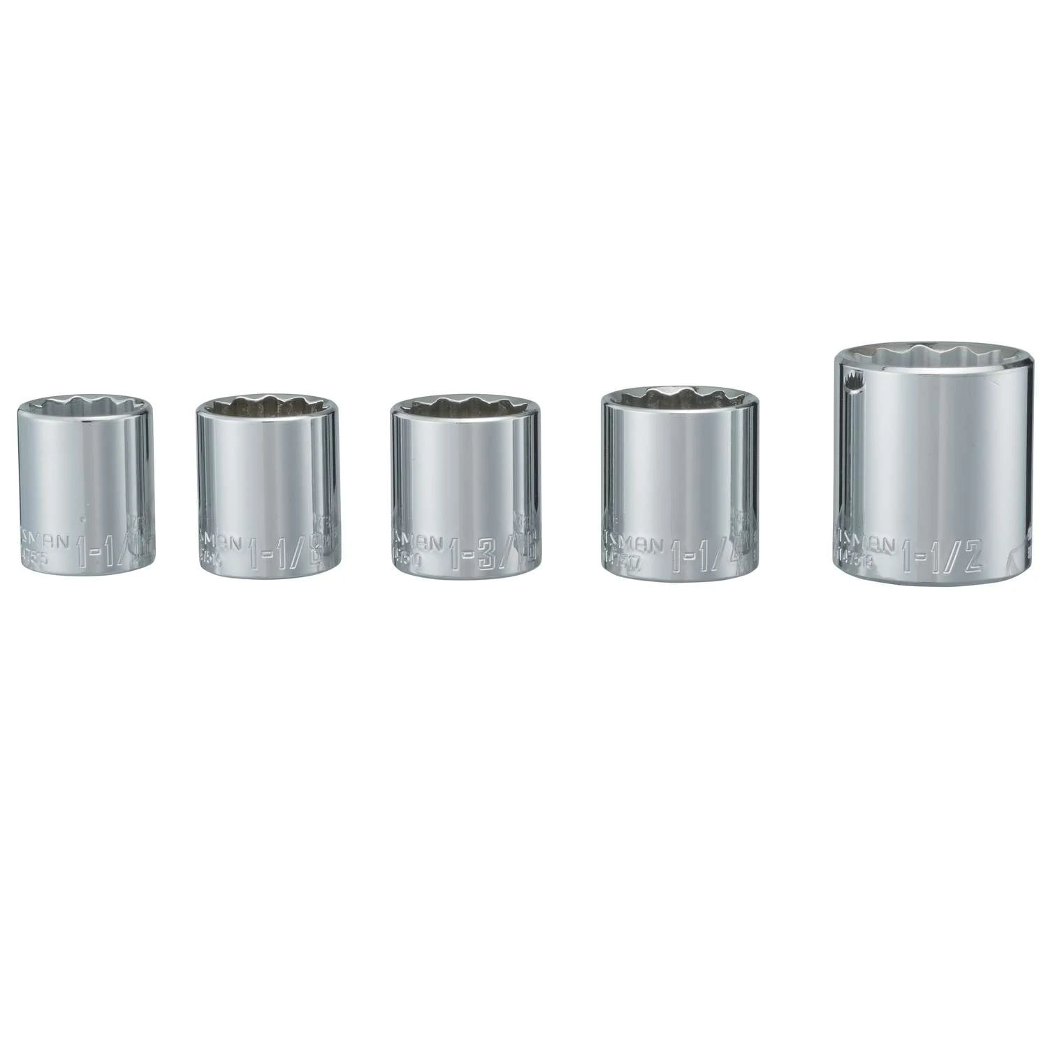 Craftsman 1-1/2 In. X 1/2 In. Drive SAE 12 Point Standard Socket Set 5 Pc 4 Craftsman 1-1/2 In. X 1/2 In. Drive SAE 12 Point Standard Socket Set 5 Pc - Image 2