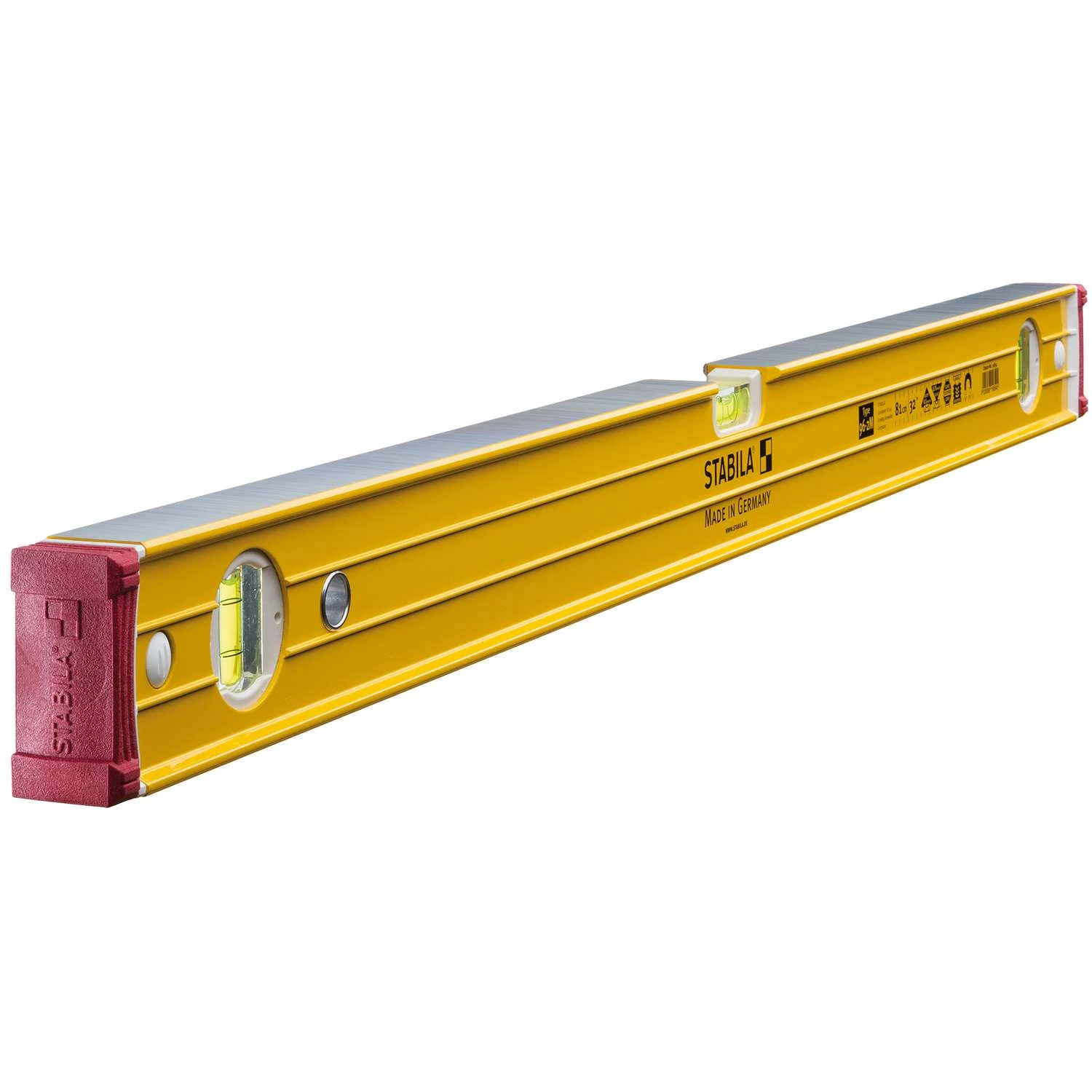 STABILA 32 In. Aluminum Magnetic Type 96 M Level 3 Vial 3 STABILA 32 In. Aluminum Magnetic Type 96 M Level 3 Vial