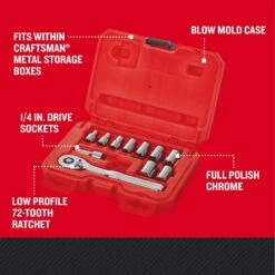 Craftsman 1/4 In. Drive Metric 6 Point Socket And Ratchet Set 11 Pc -Crescentent Store 176664e3 f724 4b86 92f8 cd1e6f523704