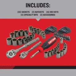 Craftsman OVERDRIVE 1/4 And 3/8 In. Drive Metric/SAE 6 Point Mechanic's Tool Set 64 Pc -Crescentent Store 19ea7790 9485 471d ae26 2bb41cd39989