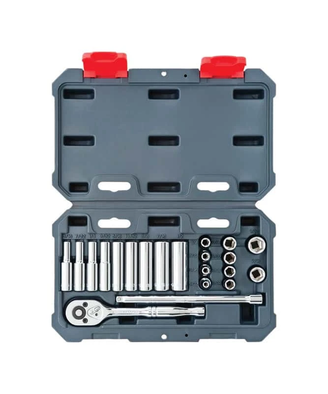 Crescent Assorted Sizes X 1/4 In. Drive SAE 6 Point Socket Wrench Set 26 Pc 3 Crescent Assorted Sizes X 1/4 In. Drive SAE 6 Point Socket Wrench Set 26 Pc