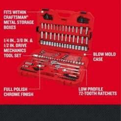 Craftsman 1/4, 3/8 And 1/2 In. Drive Metric And SAE 6 And 12 Point Mechanic's Tool Set 135 Pc -Crescentent Store 279ee41e f9de 422c 8960 822a938e9c07