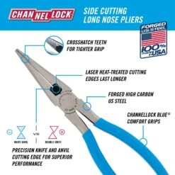 Channellock 8 In. Carbon Steel Long Nose Pliers/Cutter -Crescentent Store 34e3cf61 16d7 4140 a58d 4e7ae149ba8f