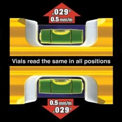 Stabila 96 In. Aluminum Type 196 Heavy Duty Level 3 Vial -Crescentent Store 68cda082 3a25 4de6 9f21 bb960de02fb3