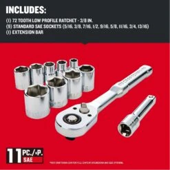 Craftsman 3/8 In. Drive SAE 6 Point Socket And Ratchet Set 11 Pc -Crescentent Store 81e703c3 e8ac 4826 9526 3ce58481eba6