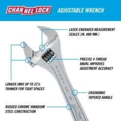 Channellock Metric And SAE Adjustable Wrench 10 In. L 1 Pc -Crescentent Store 91dd6ccb d6a8 49d3 9e98 1b2fc6a2e72d