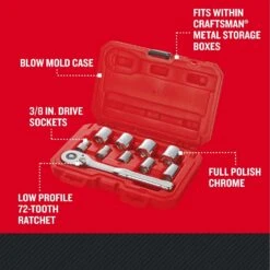 Craftsman 3/8 In. Drive SAE 6 Point Socket Set 10 Pc -Crescentent Store b3beb510 ce52 4871 99e4 727d213552fe