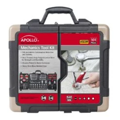 Apollo Tools 1 In. X 1/4 And 3/8 In. Drive Metric And SAE 6 Point Mechanic's Tool Set 101 Pc -Crescentent Store b74b1128 813c 4051 ab02 14add37ed901