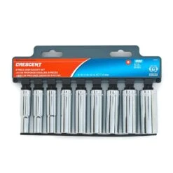 Crescent Assorted Sizes X 3/8 In. Drive Metric 6 Point Deep Deep Well Socket Set 9 Pc